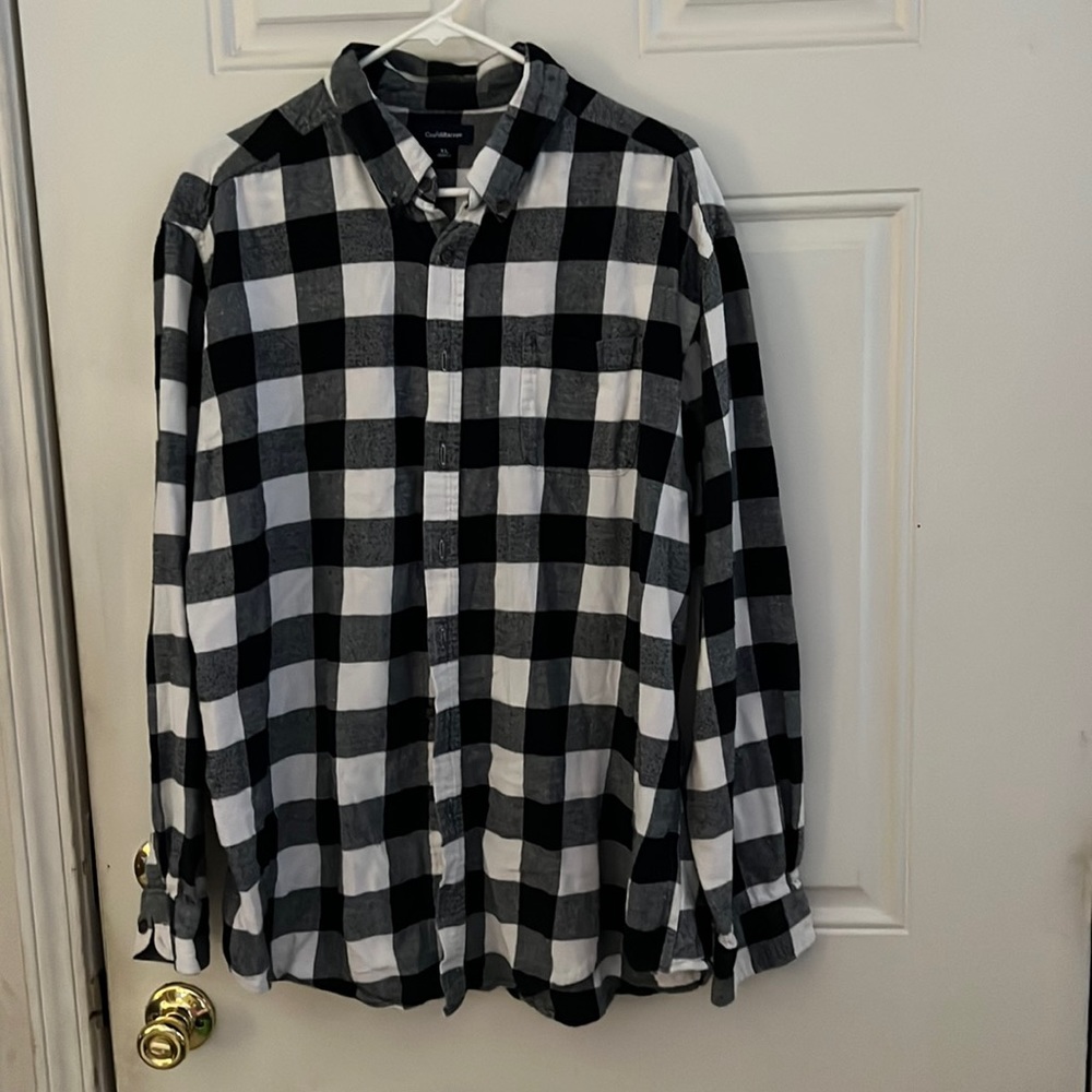 Croft and Barrow black and white plaid flannel shirt.